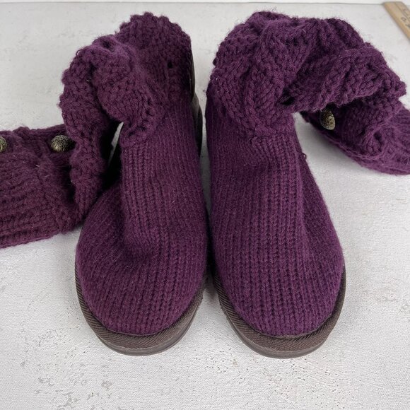 Muk Luks Boots Womens 8 Jamie Open Knit Boot Purple Sweater - Picture 5 of 7